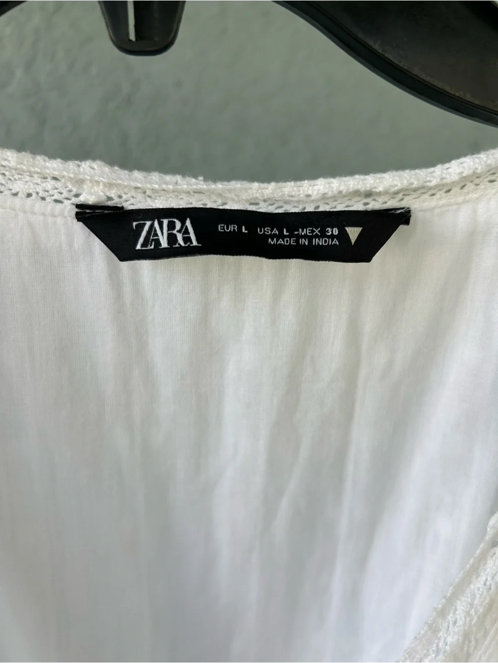Zara White Swiss Dot Tiered Mini Dress Puff Sleeve V-Neck Boho Cottagecore Large